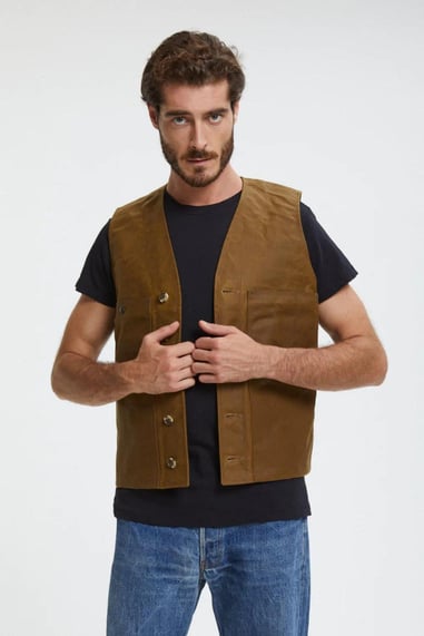 Filson Oil Tin Cloth Yelek Dark Tan